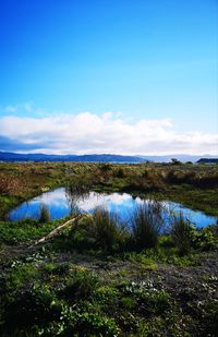 Scenic view of lake against sky