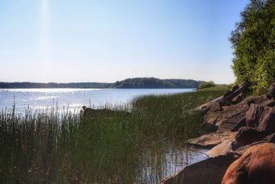 Scenic view of lake against sky