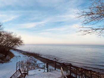 Scenic view of sea against sky during winter