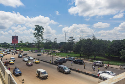 High angle view of traffic on road