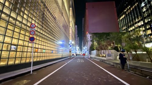 View of city street at night