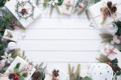 High angle view of christmas tree