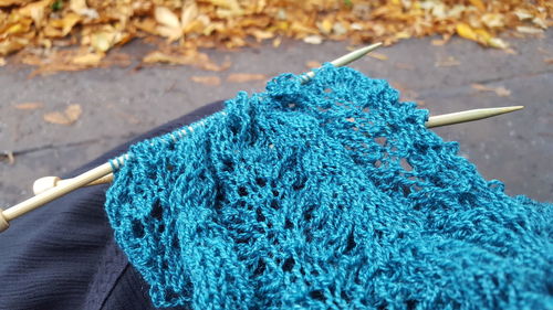 Close up of knitting lace