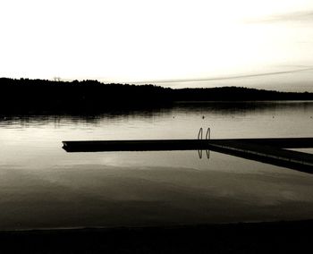 Scenic view of calm lake at sunset