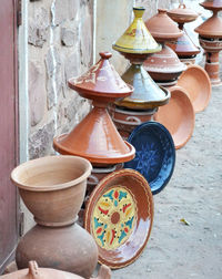 Close-up of pots