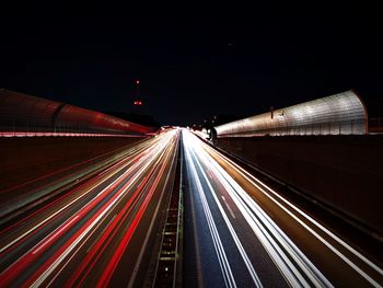 Light trails on highway at night