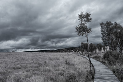 Scenic view of land against sky