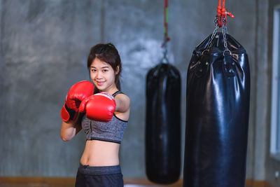Portrait of female boxer