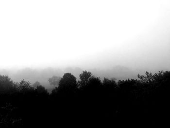 Silhouette trees on landscape against sky