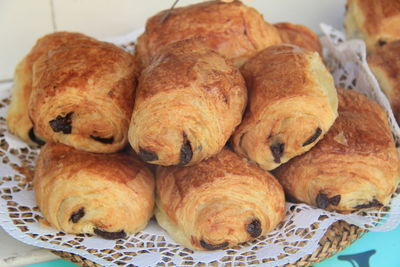 High angle view of bread on table