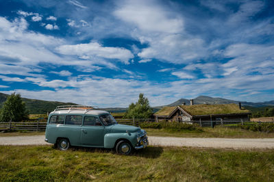 Old volvo 544 in front of formoseter, høvringen, norway