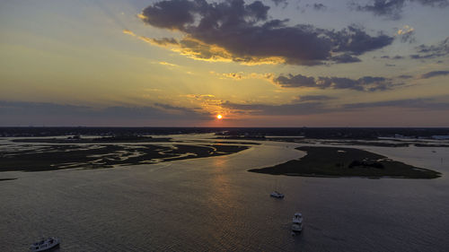 Scenic view of sea against sky during sunset