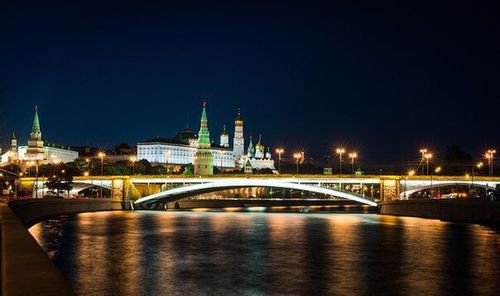 Bridge over river at night