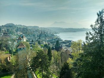 Panoramic view of lucerne against sky