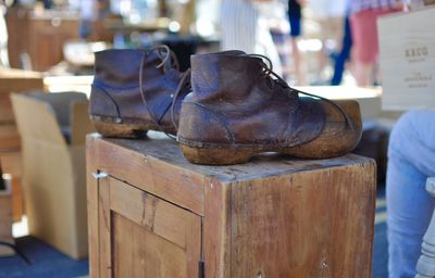 Close-up of shoes for sale