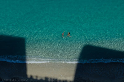 High angle view of person swimming in pool