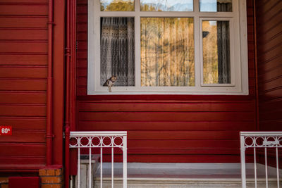Closed door of house