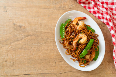 Directly above shot of food in plate on table