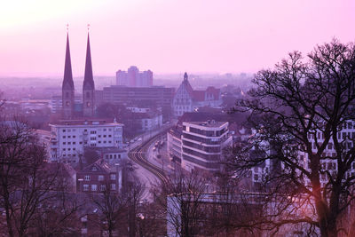 Aerial view of buildings in city