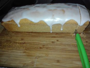 High angle view of bread on table