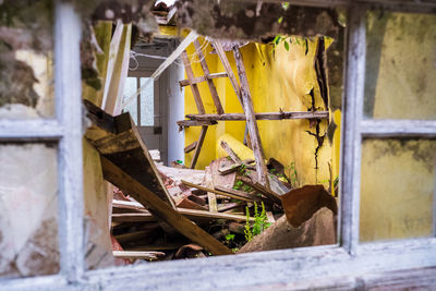 Abandoned metal structure by building