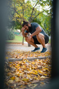 Full length of man in park during autumn