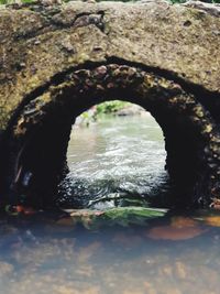 Surface level of water flowing through rocks