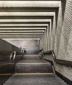 High angle view of staircase in building