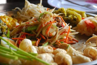 Close-up of meal served in plate