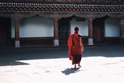 Rear view of a monk