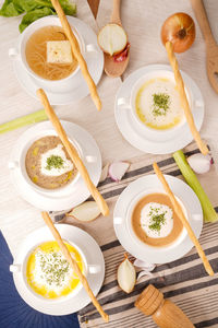 High angle view of food on table