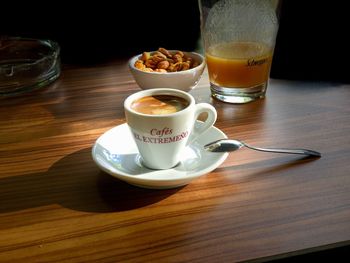 Coffee cup on table