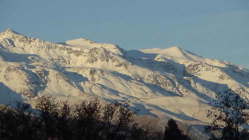 Scenic view of mountains against clear sky