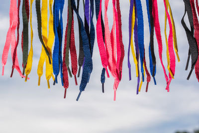 Close-up of multi colored decoration against white background
