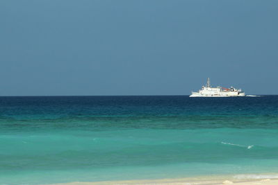 Scenic view of sea against clear sky