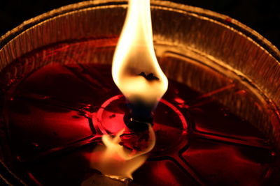 Close-up of illuminated light candle