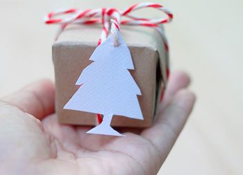 Close-up of hand holding christmas gift