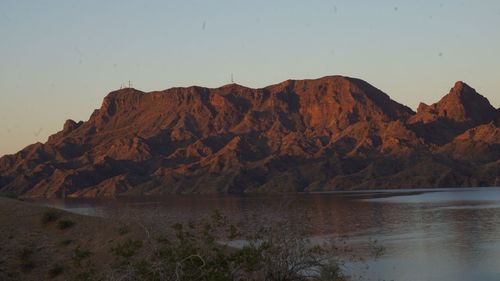 Scenic view of mountains against clear sky