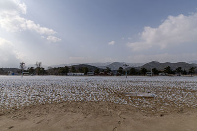 Scenic view of beach against sky