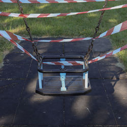 High angle view of empty swing