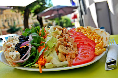 Close-up of meal served in plate