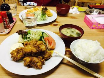 Close-up of food served in plate