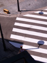 High angle view of zebra crossing on street