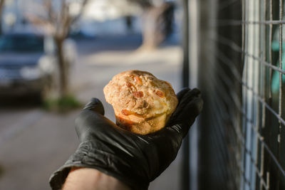 Close-up of person holding ice cream