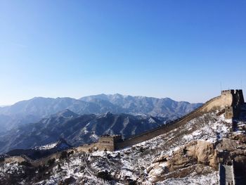 Scenic view of mountains against clear sky