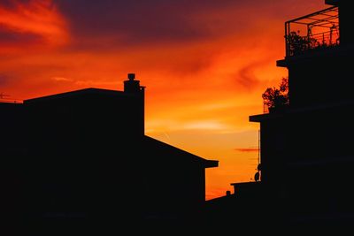 Low angle view of silhouette buildings against sky during sunset