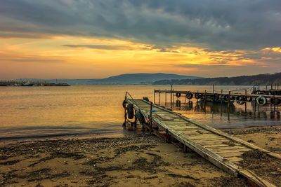 Scenic view of sea against sky during sunset