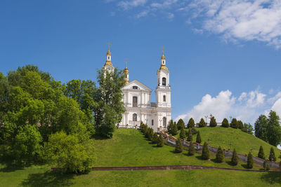 View of historic building against blue sky