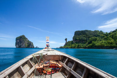 Scenic view of sea against blue sky