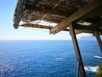 Scenic view of sea against blue sky